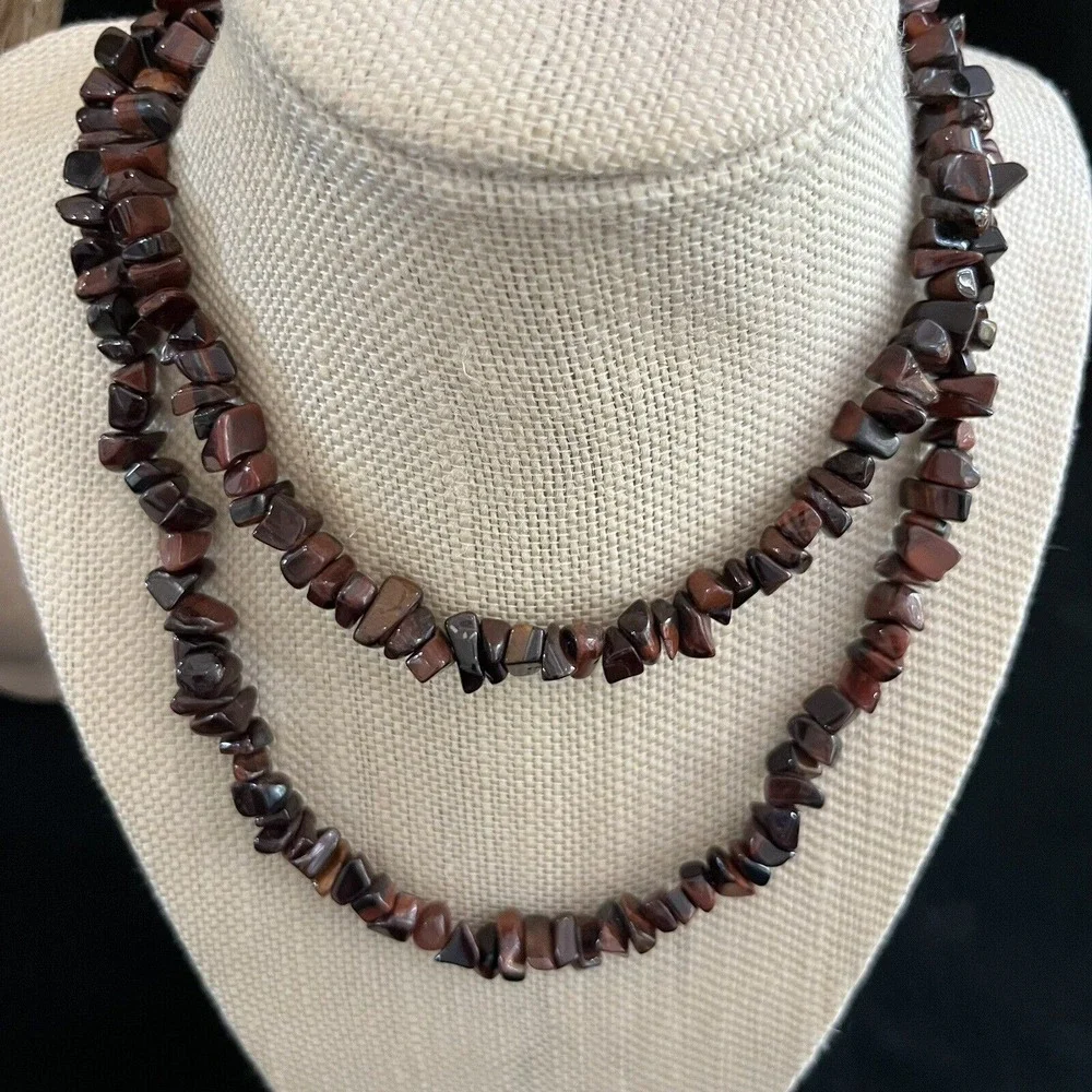 Polished Agate Necklace Red Brown 30